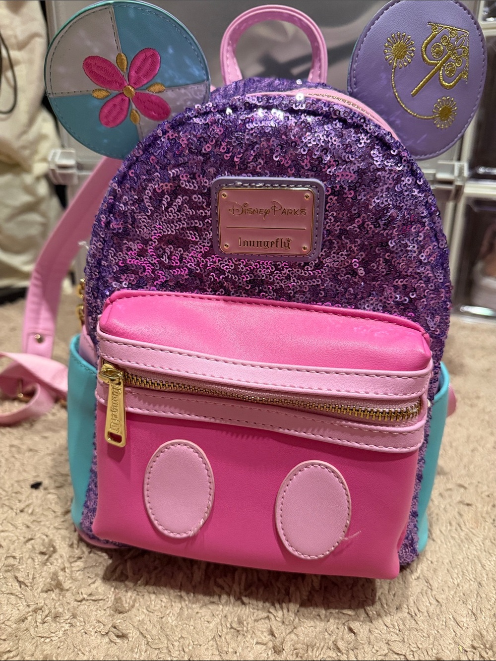 Loungefly Pink, Purple & Aqua Sequin Kids Mini Backpack
